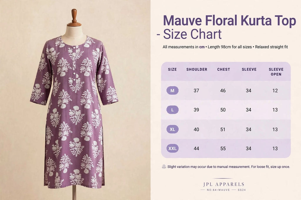 MAUVE PINK FLORAL KURTA TOP 3/4 SLEEVE  50% OFF