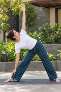 WOMEN GREEN CHECKED PURE COTTON LOUNGE PANTS