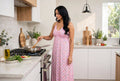 Light Pink Ditsy Floral Sleeveless Dress / with Adjustable Straps