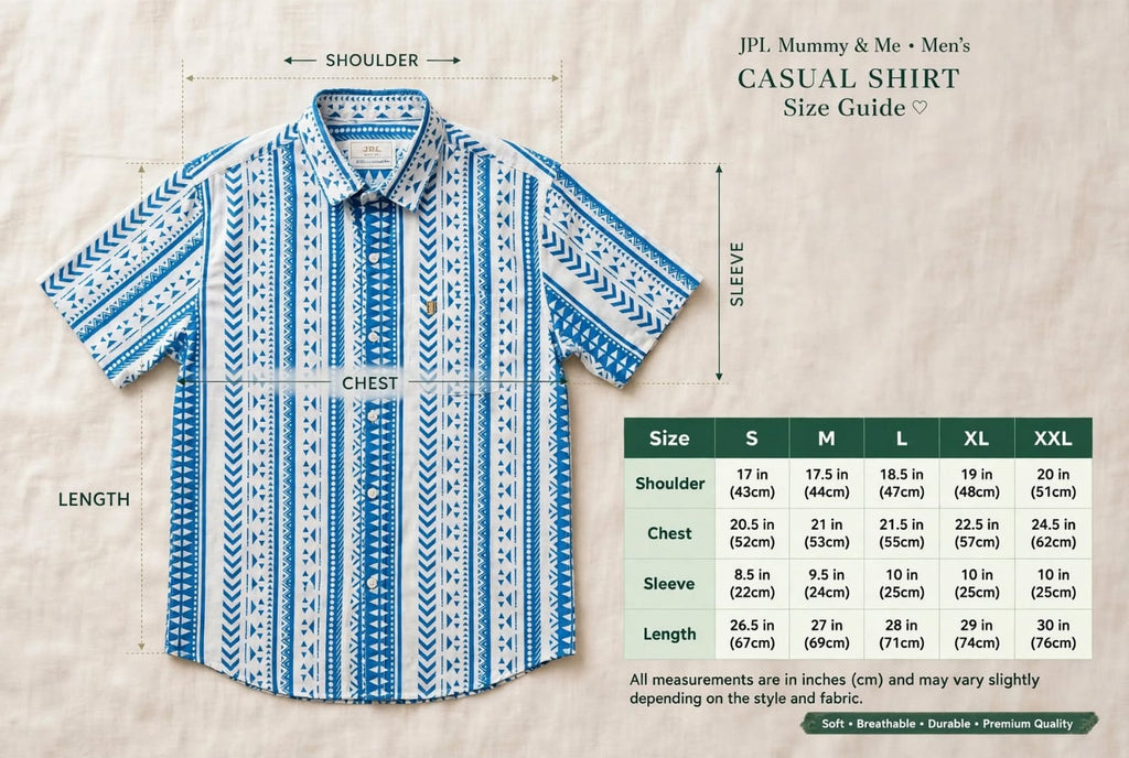 Men's Blue & White Printed Cotton Casual Shirt