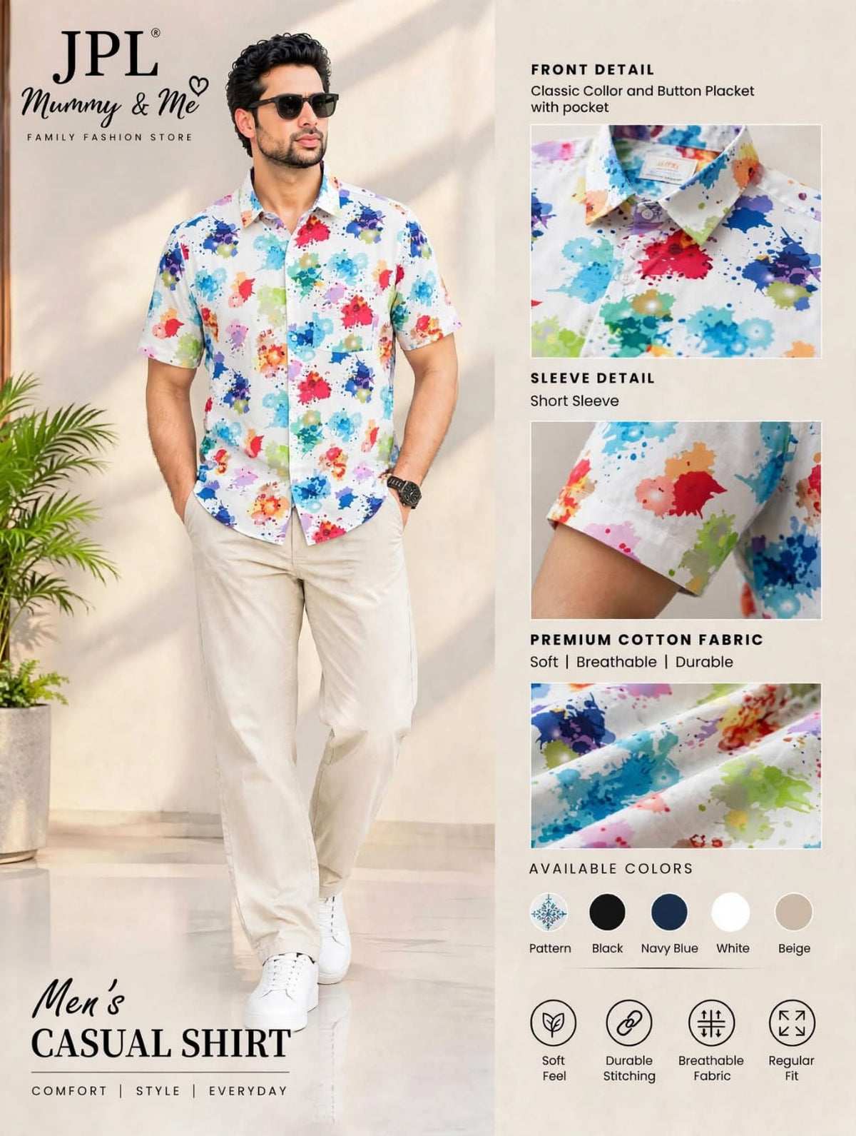 Rainbow Splash Premium Cotton Casual Shirt