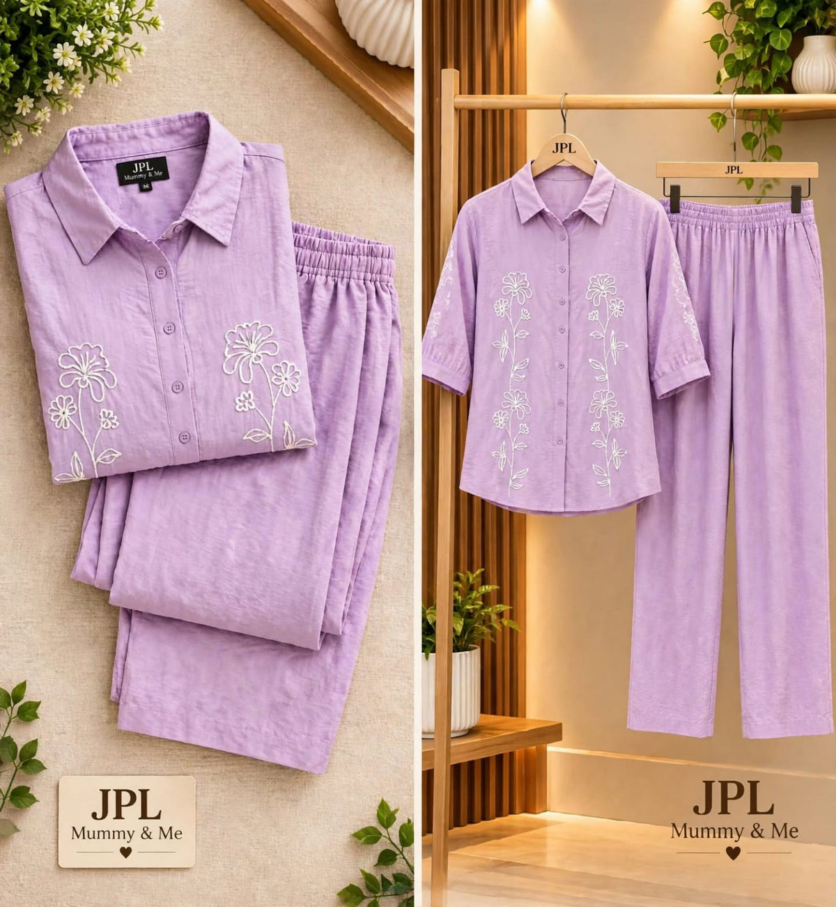 Floral Embroidered Shirt & Pant Co-ord Set