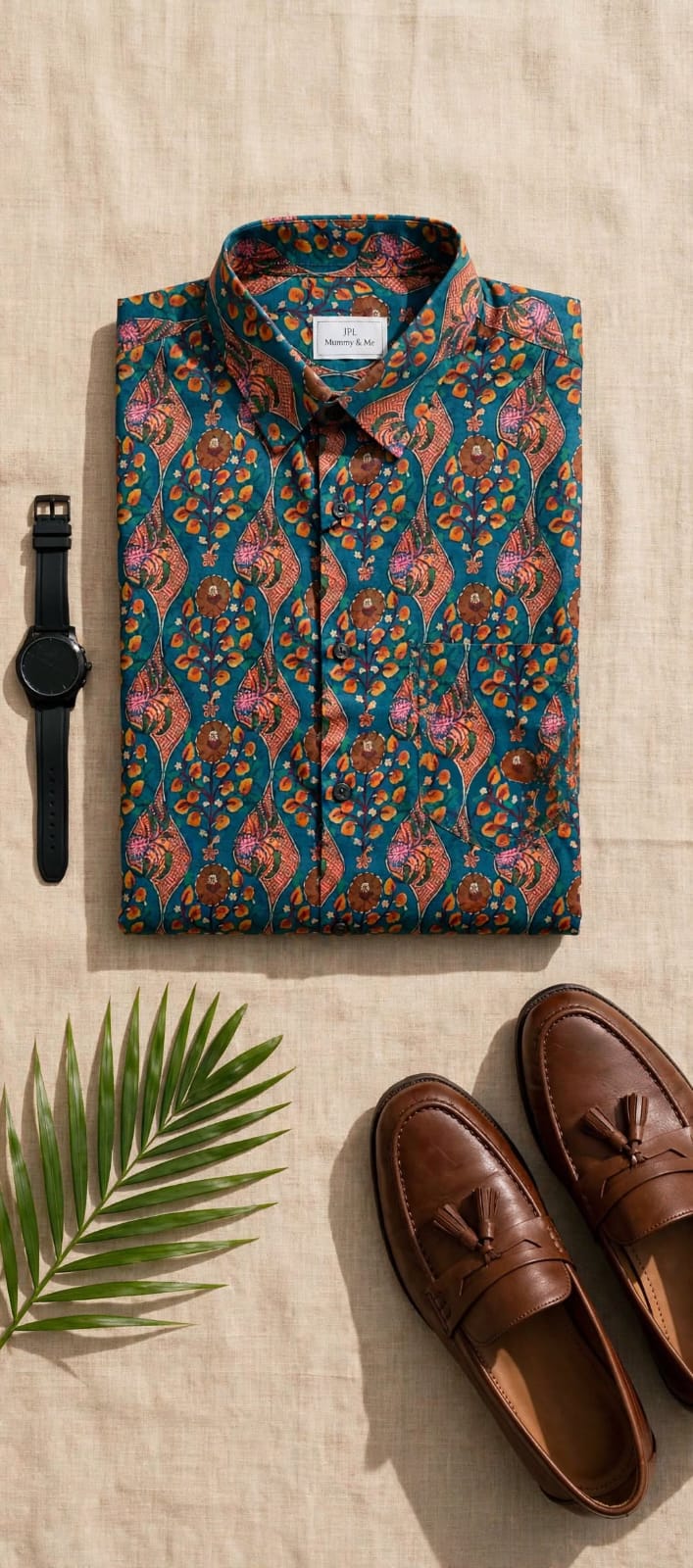 JPL Majili - Men's Teal Heritage Batik Printed Premium Cotton Casual Shirt