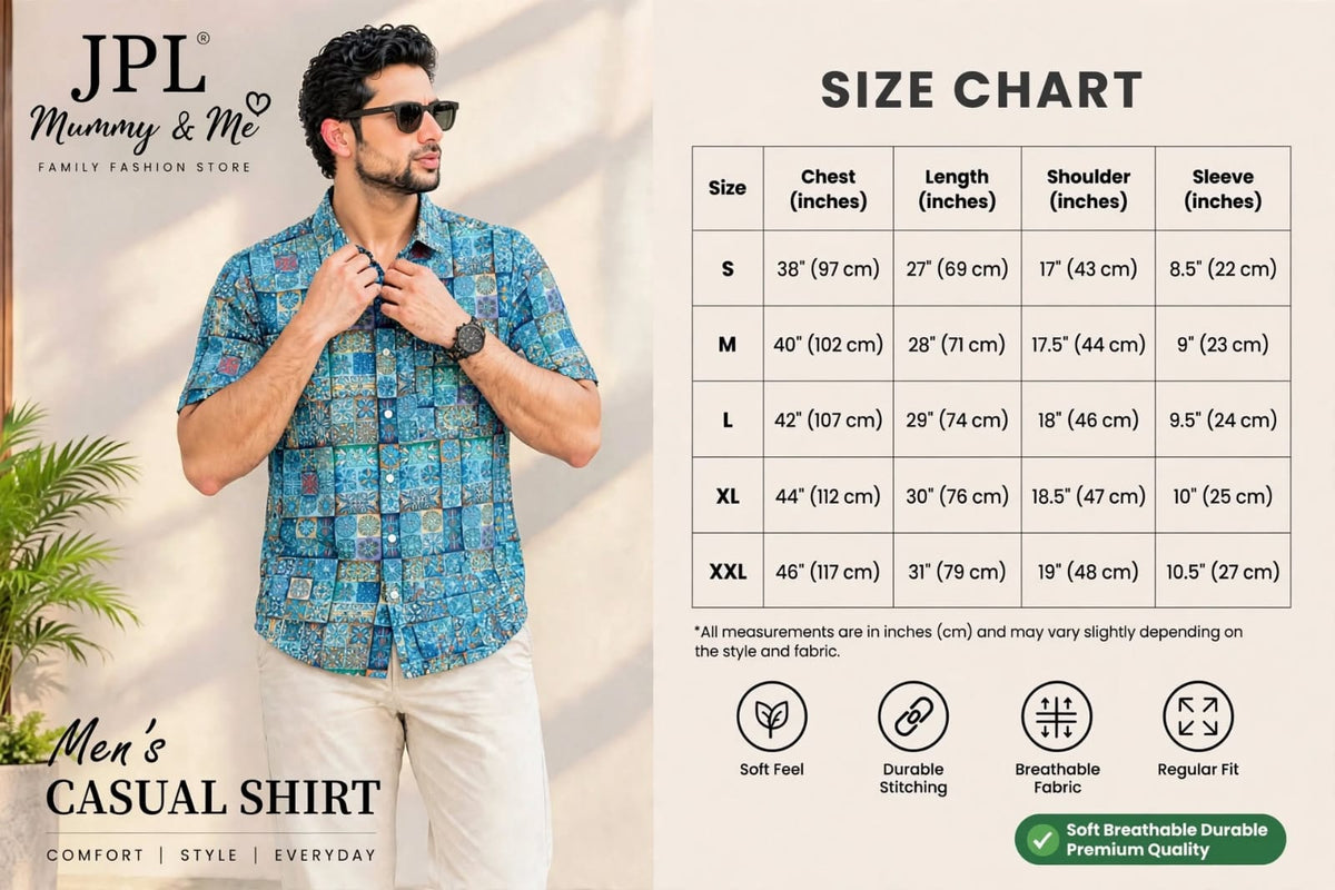 Blue Tile Mosaic / Azure Portuguese Tile Print Casual Shirt