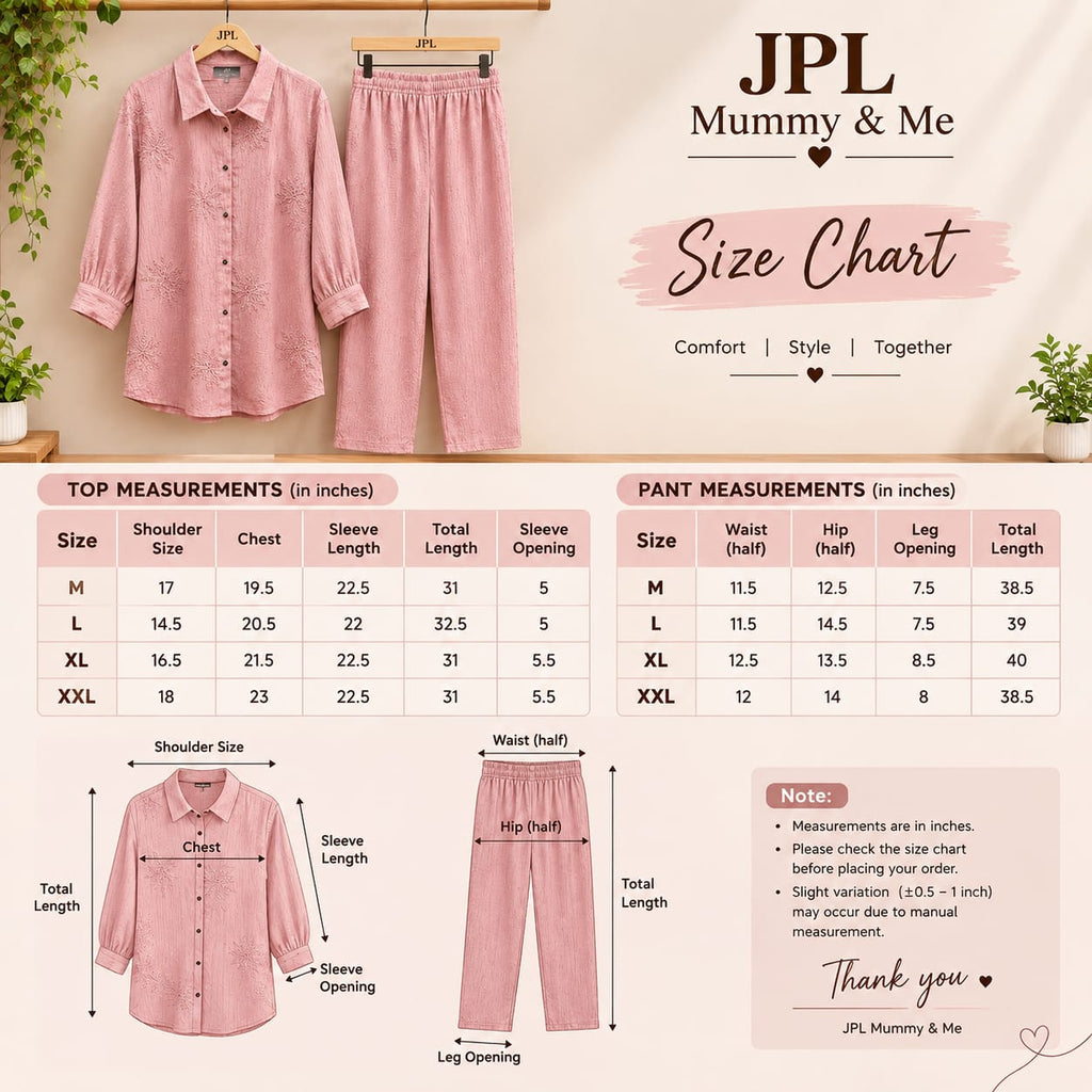 Women’s Embroidered Shirt & Pant Co-ord Set