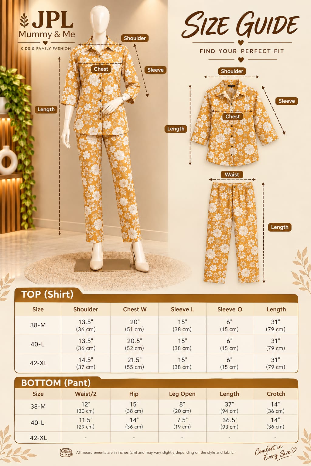 Mustard Floral Printed Shirt & Pant Co-ord Set